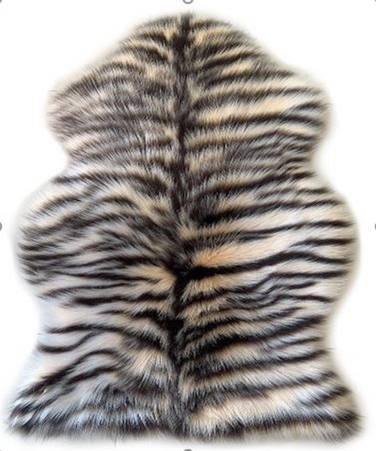 Kunstfell Tiger, Waschbar - Beigebraun, ROMANTIK / LANDHAUS, Textil (90/60cm) - James Wood