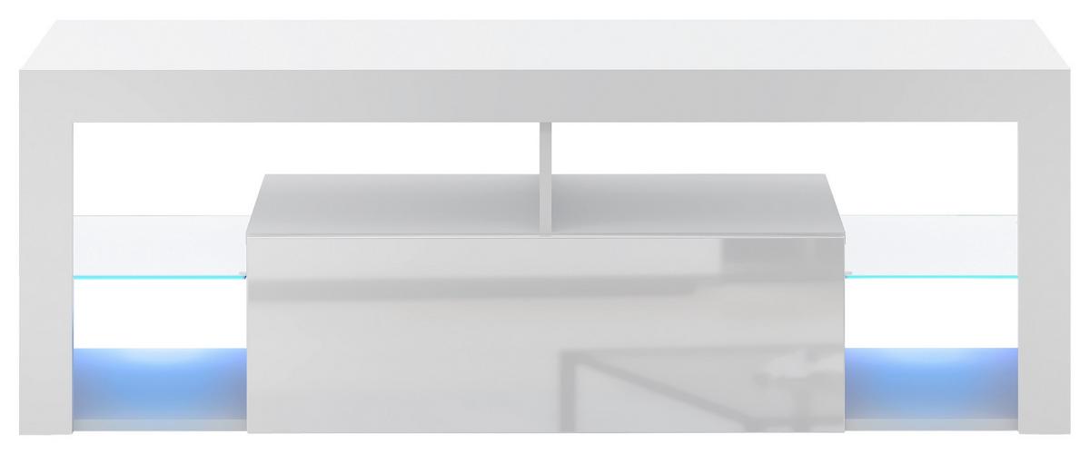 Lowboard Everest 140 Led - Schwarz/Weiß, Design, Glas/Holzwerkstoff (140/50,5/35cm) - Livetastic