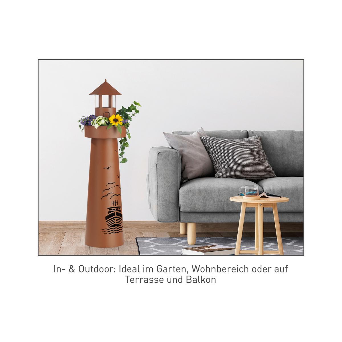 Led Dekosäule Mit Schale Garvida Leuchtturm H: 70,6 Cm - Rostfarben, Basics, Metall (18,5/18,5/70,6cm)