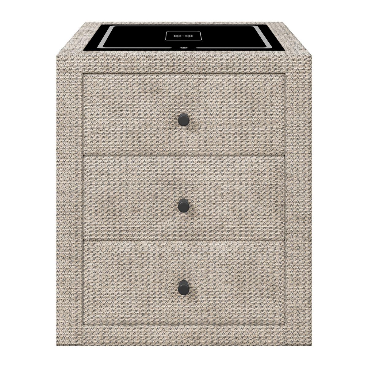 Nachtkästchen Brisbane II mit Induktionsladezone B: 49,5cm - Beige, Trend, Glas/Holzwerkstoff (49,5/56,5/46cm) - Sembella
