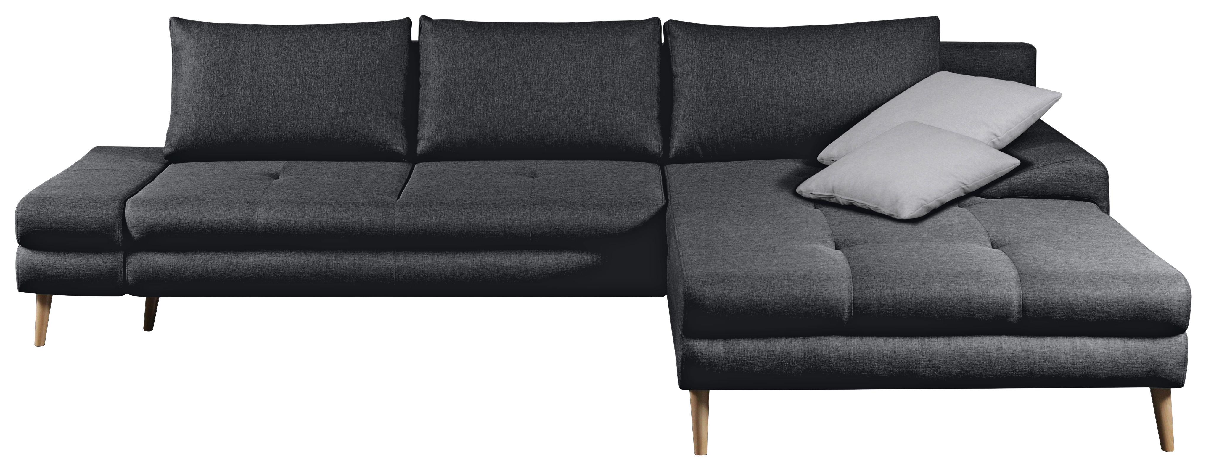 Ecksofa Floby m. Zierkissen Dunkelgrau - Dunkelgrau/Erlefarben, Trend, Textil (313/215cm) - MID.YOU