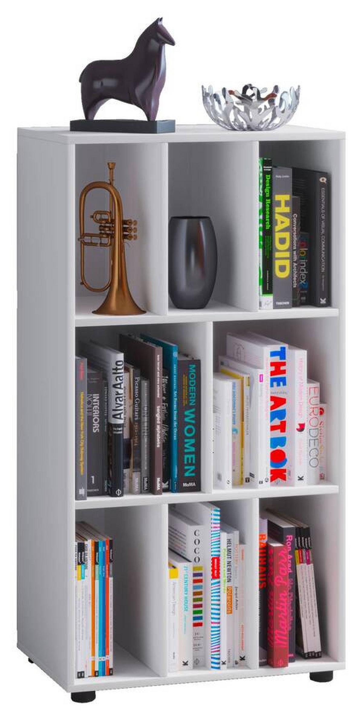 Regál WOTINO biela - čierna/biela, Modern, kompozitné drevo/plast (60/114/40cm) - MID.YOU