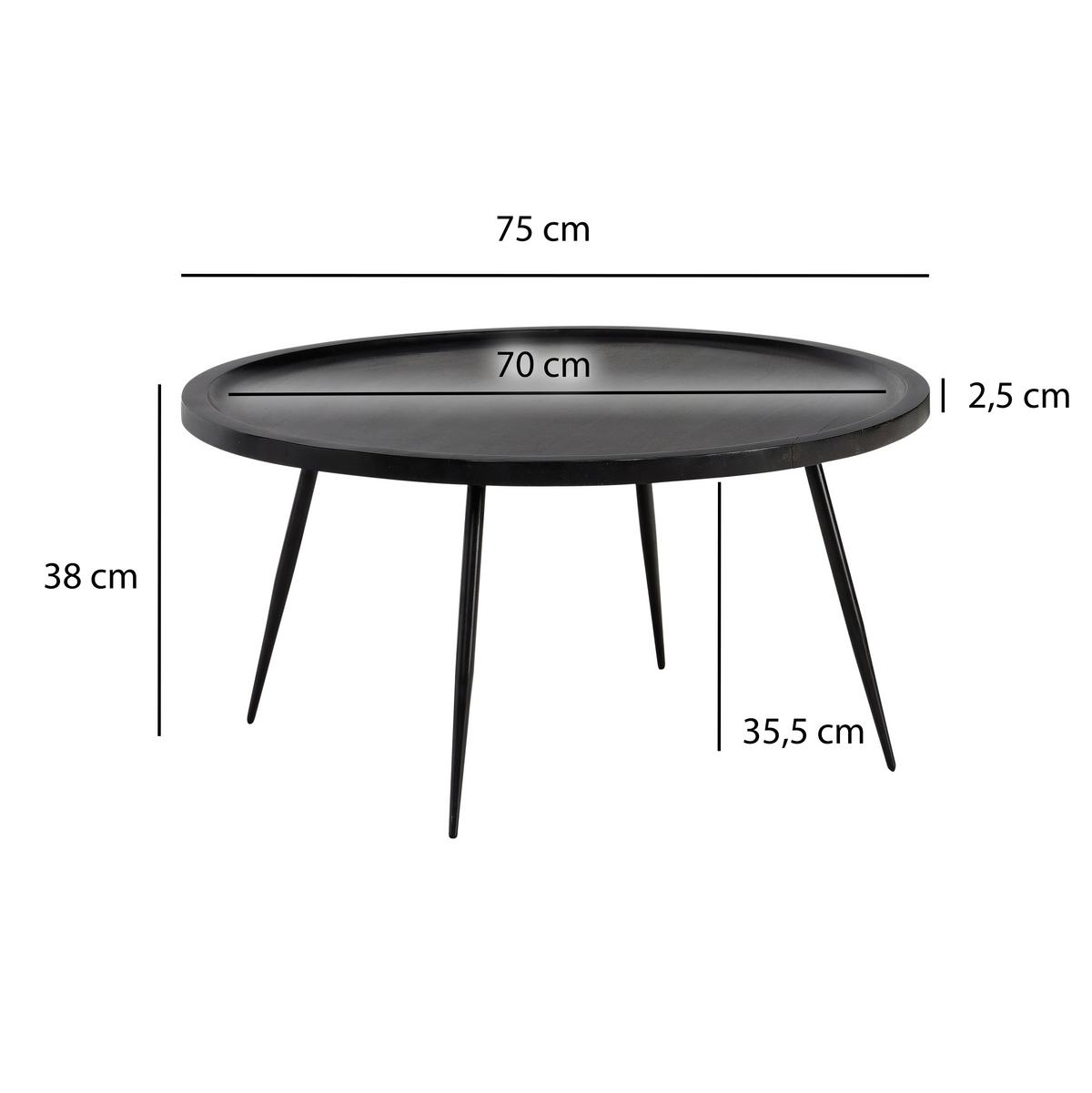 Couchtisch Schwarz L: 75 cm - Schwarz, Design, Holz/Metall (75/75/38cm) - MID.YOU