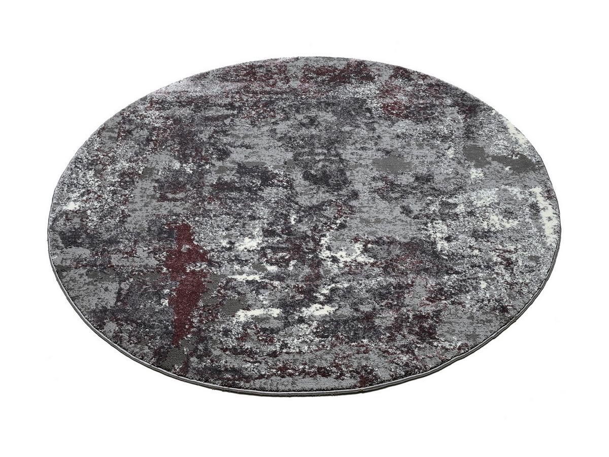 Webteppich Grau/Aubergine Timeline Quantum Ø 120 cm - Beige/Aubergine, Design, Textil (120cm) - Novel