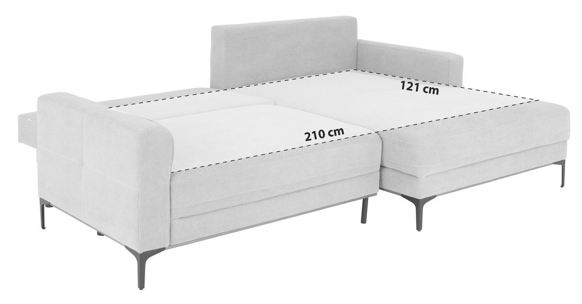 Ecksofa Bergamo - Schlammfarben/Schwarz, MODERN, Textil (238/162cm) - Ondega