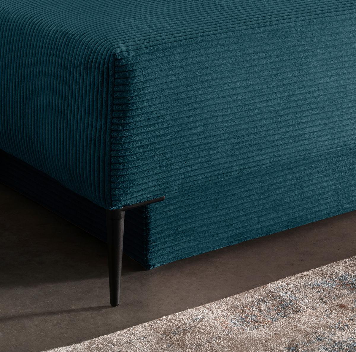 Schlafsofa Petri Petrol Cord, Rücken Echt B: 198 Cm - Petrol/Schwarz, MODERN, Textil (198/90/100cm) - Livetastic