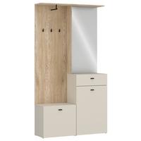 Garderobe Romea B: 100 cm Kaschmir/Eichefarben - Kaschmir/Eiche Artisan, MODERN, Glas/Holzwerkstoff (100/192,1/36,6cm)