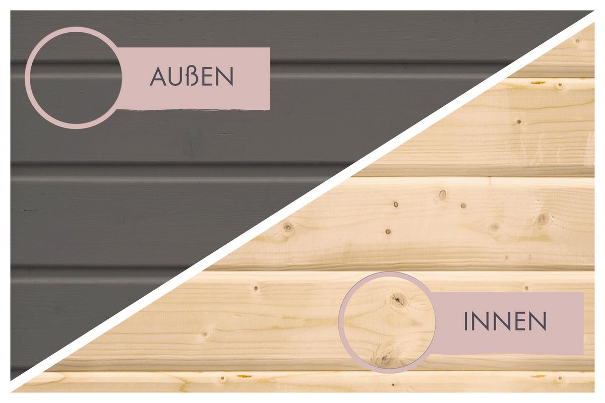 Saunahaus Bente 3 231/175/196 cm - Grau, Basics, Holz (231/175/196cm)