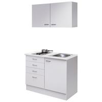 Minikuchyně WITO, šířka 100 cm včetne dřezu a varné desky - bílá/světle šedá, Moderní, kompozitní dřevo/plast (100cm) - FlexWell