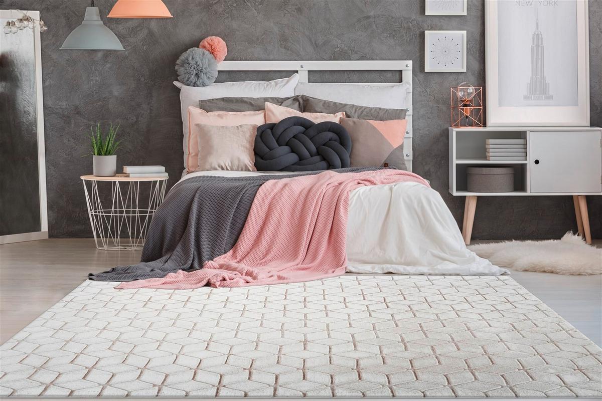 Teppich Weiß, Taupe Vivica 125, Bxl: 120x160 Cm - Taupe/Weiß, KONVENTIONELL, Textil (120/160cm)