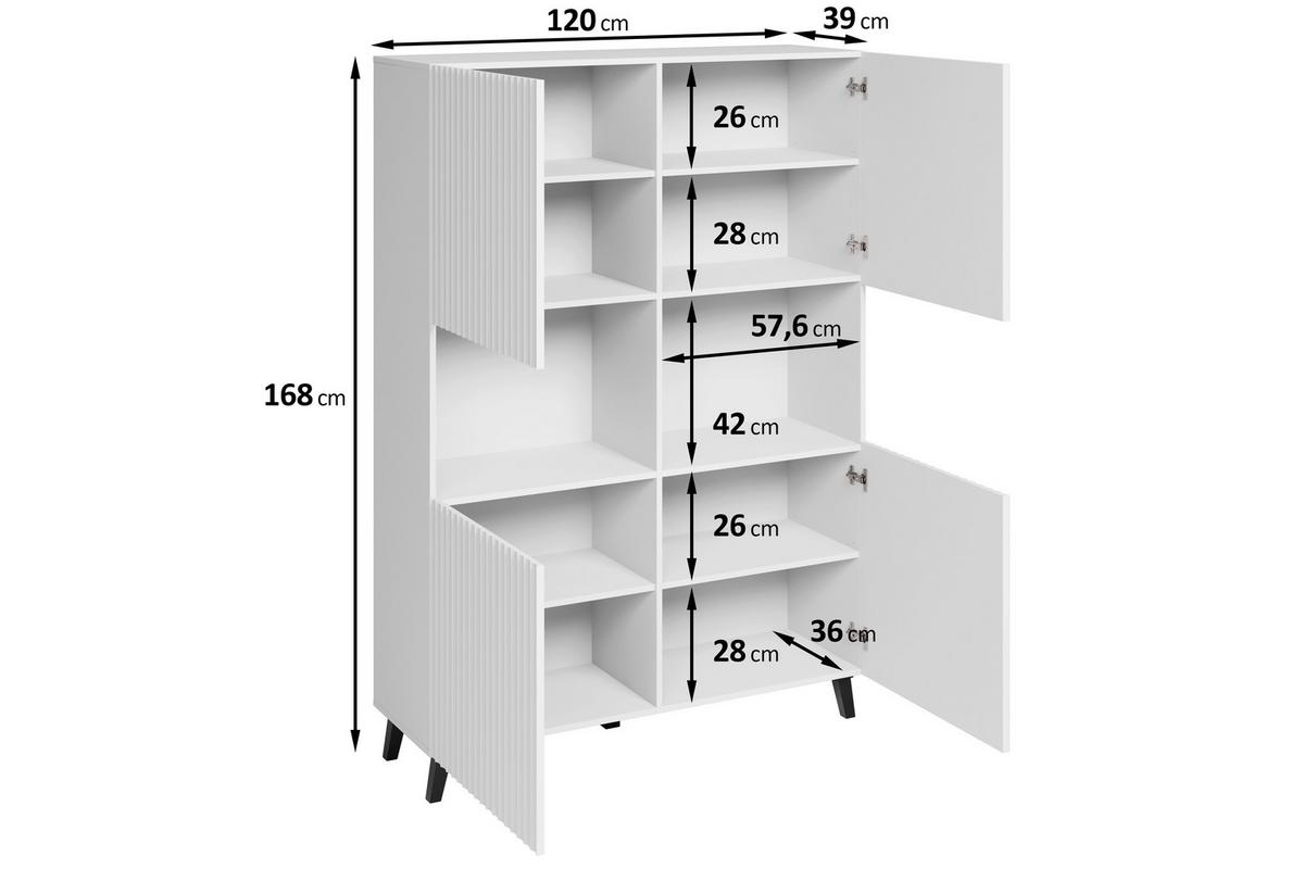 Vysoká komoda PHUKET š: 120 cm - čierna/biela, Design, kompozitné drevo (120/172/39,1cm) - Livetastic