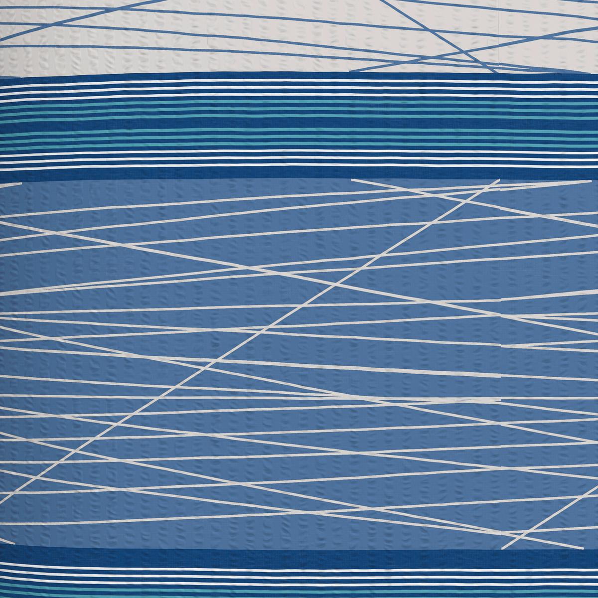 Seersucker Bettwäsche 140x 200 Cm Emina Blau Streifen - Blau, MODERN, Textil (140/200cm) - Luca Bessoni