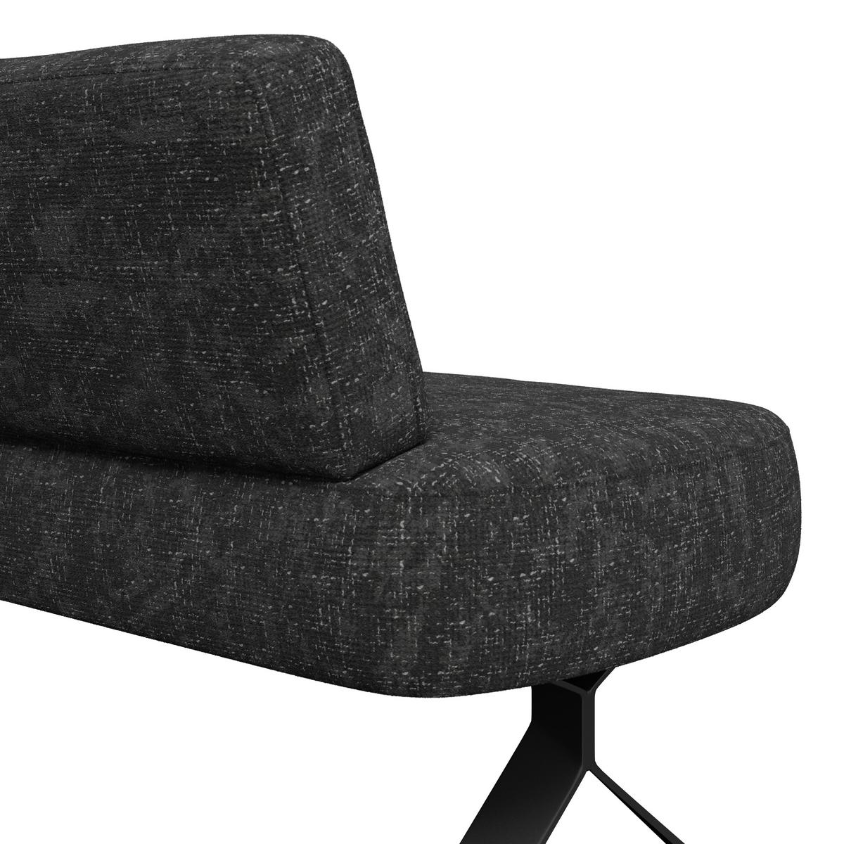 Eckbank dunkelgrau/Metallbeine Ulmo, S:248x176cm - Dunkelgrau/Schwarz, MODERN, Textil/Metall (248/176cm)