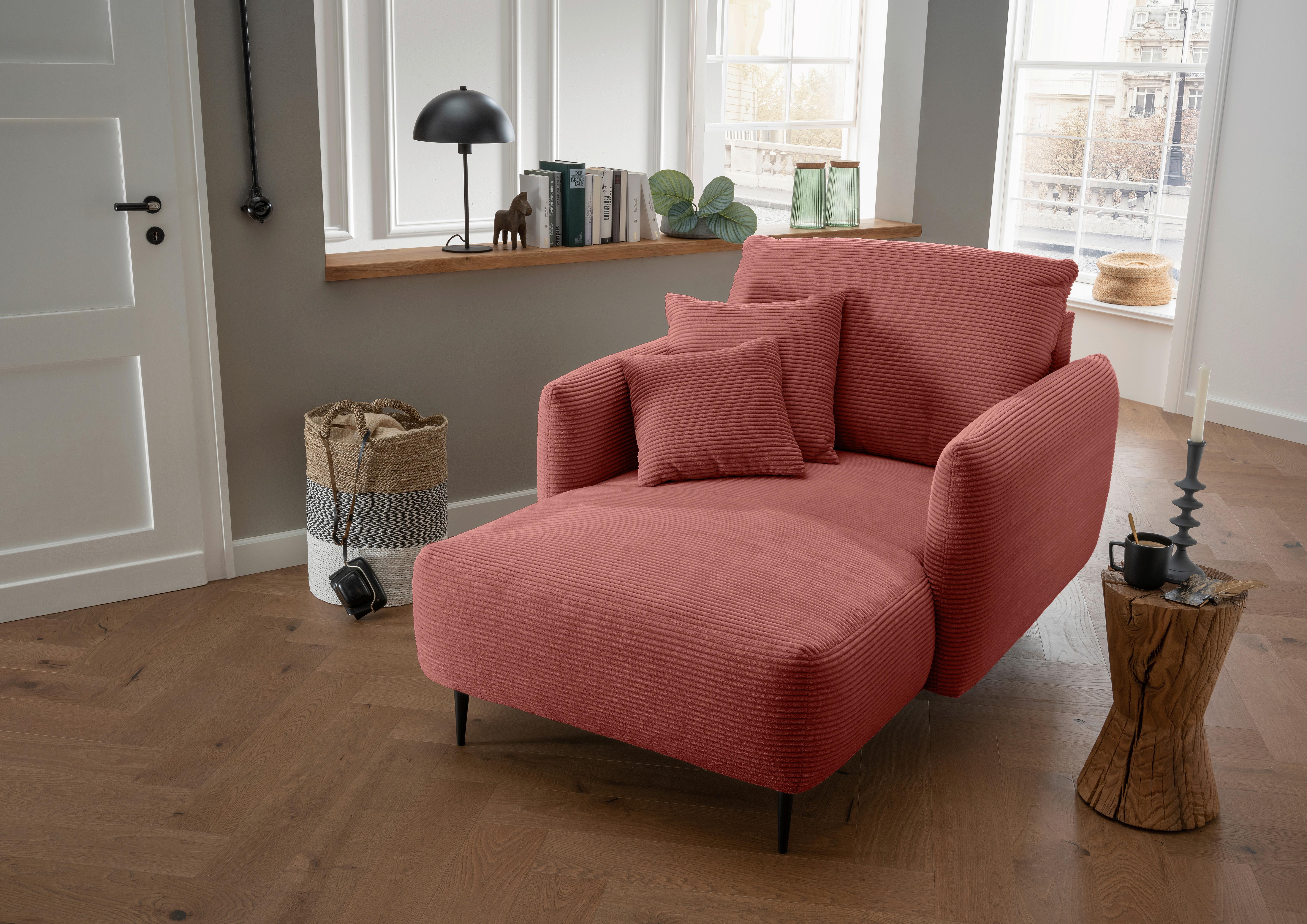 XXL-Sessel Vanilla, Koralle B: 112 cm - Koralle/Schwarz, Design, Textil (112/95/158cm) - Livetastic