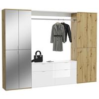 Garderobe Projekt X 3-teilig Weiß/eiche Artisan B: 243 Cm - Weiß Hochglanz, KONVENTIONELL, Holzwerkstoff (243/193/34cm) - MID.YOU