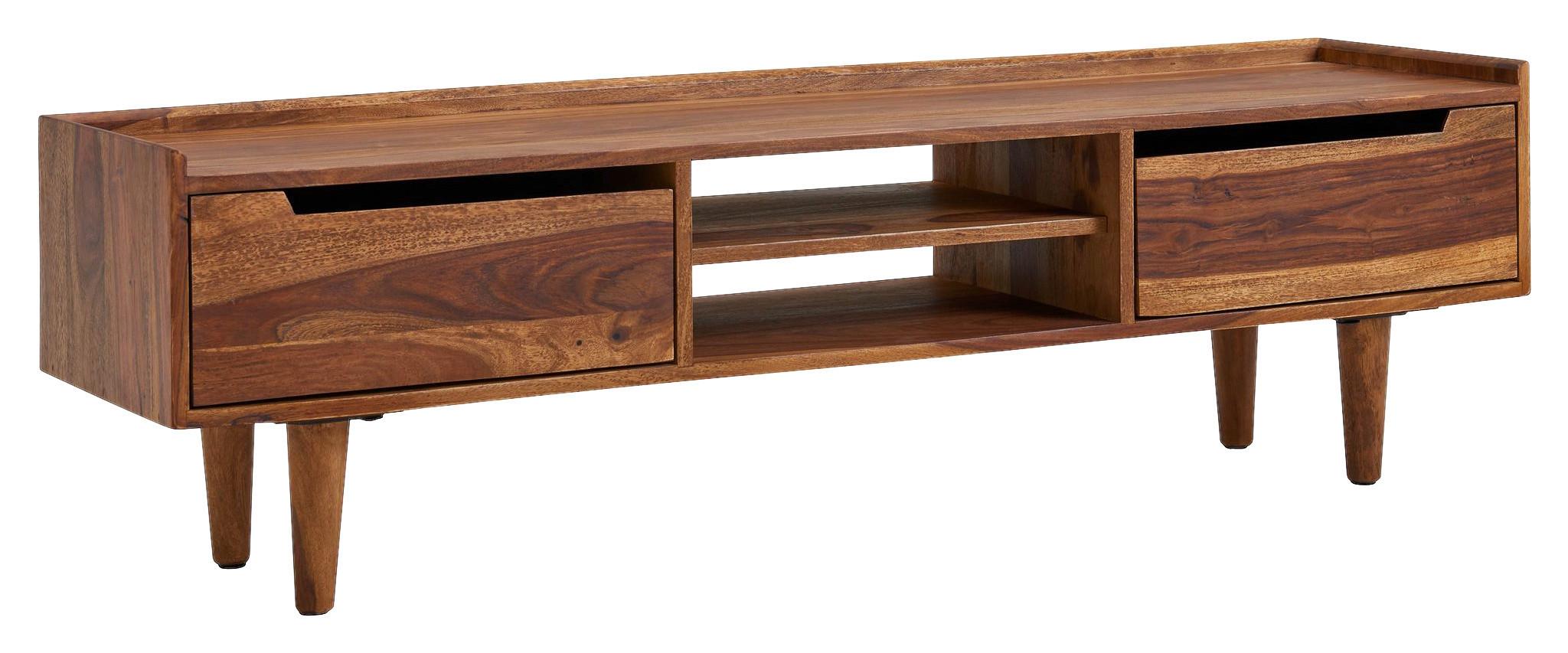 Nízka komoda z masívneho dreva š: 145cm - farba indického palisandra, Modern, drevo (145/43/35cm) - MID.YOU