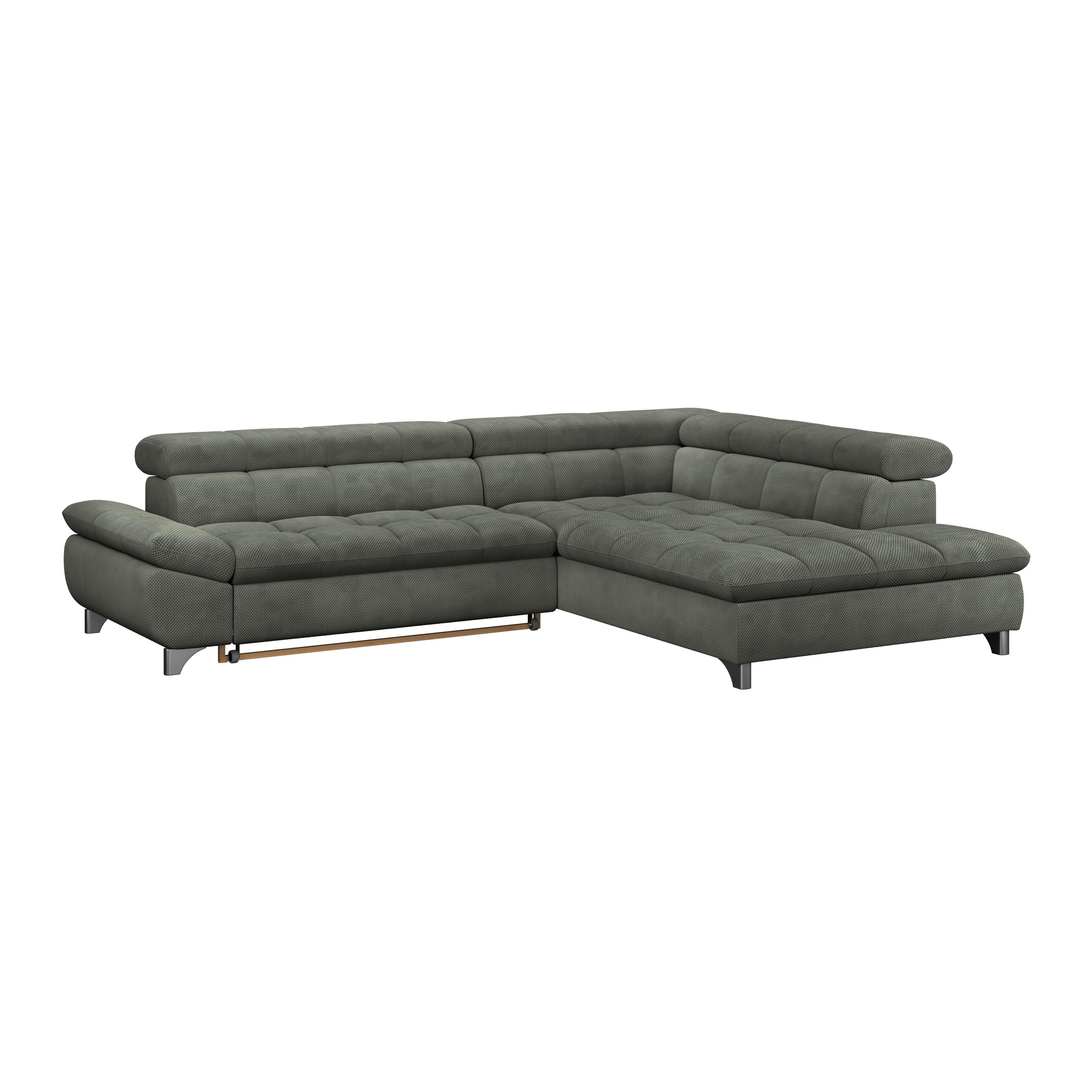 Ecksofa Gemini Grün, B: 312 cm - Chromfarben/Grün, KONVENTIONELL, Textil (312/234cm)