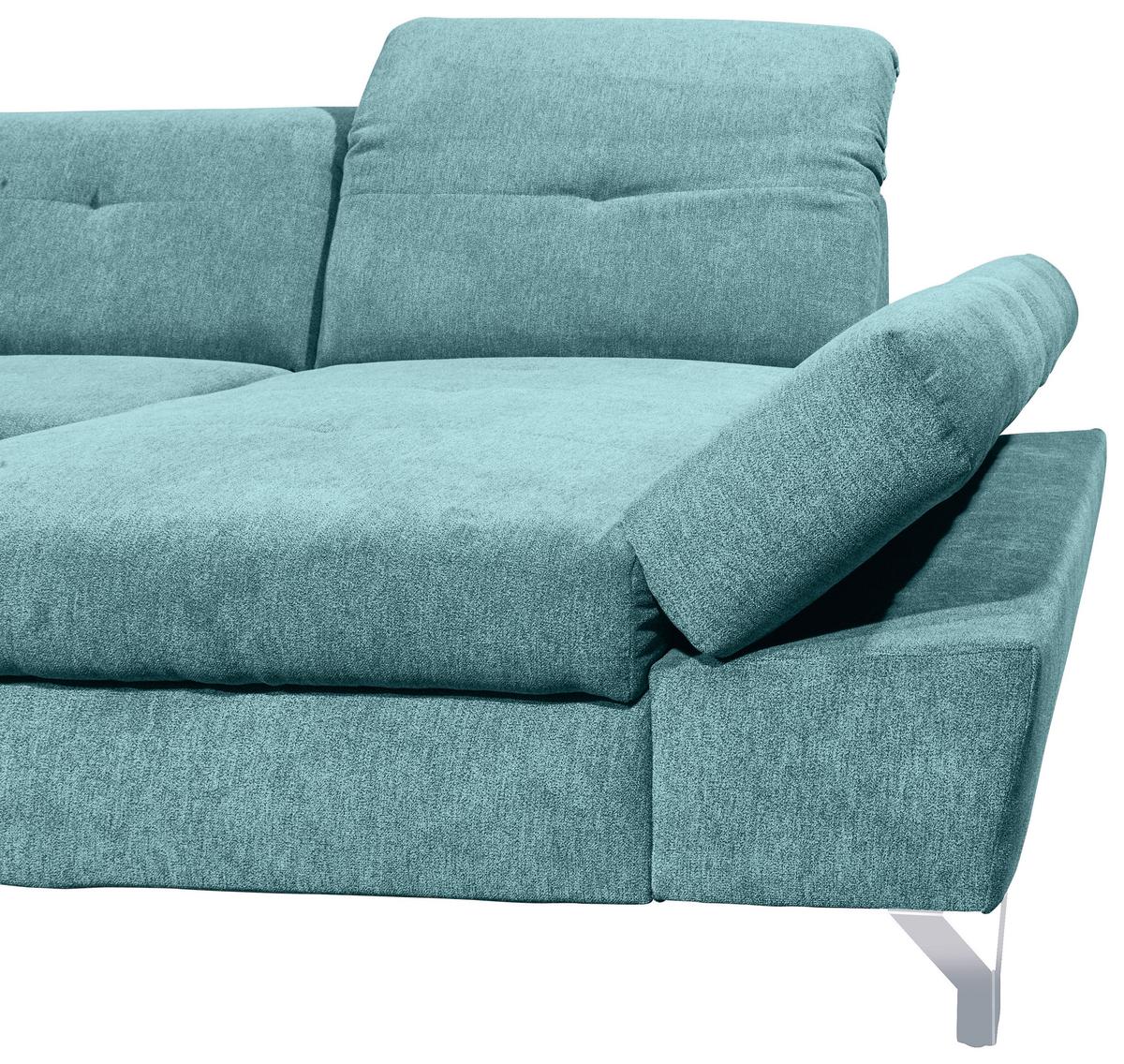 Ecksofa Melfi Türkis U: 245 Cm - Türkis/Silberfarben, MODERN, Textil (245/350/168cm) - MID.YOU