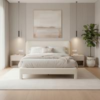 Čalouněná postel VALION 160x200 cm, slonovinová - barvy dubu/slonovinová, Moderní, kov/dřevo (160/200cm) - Bessagi Home