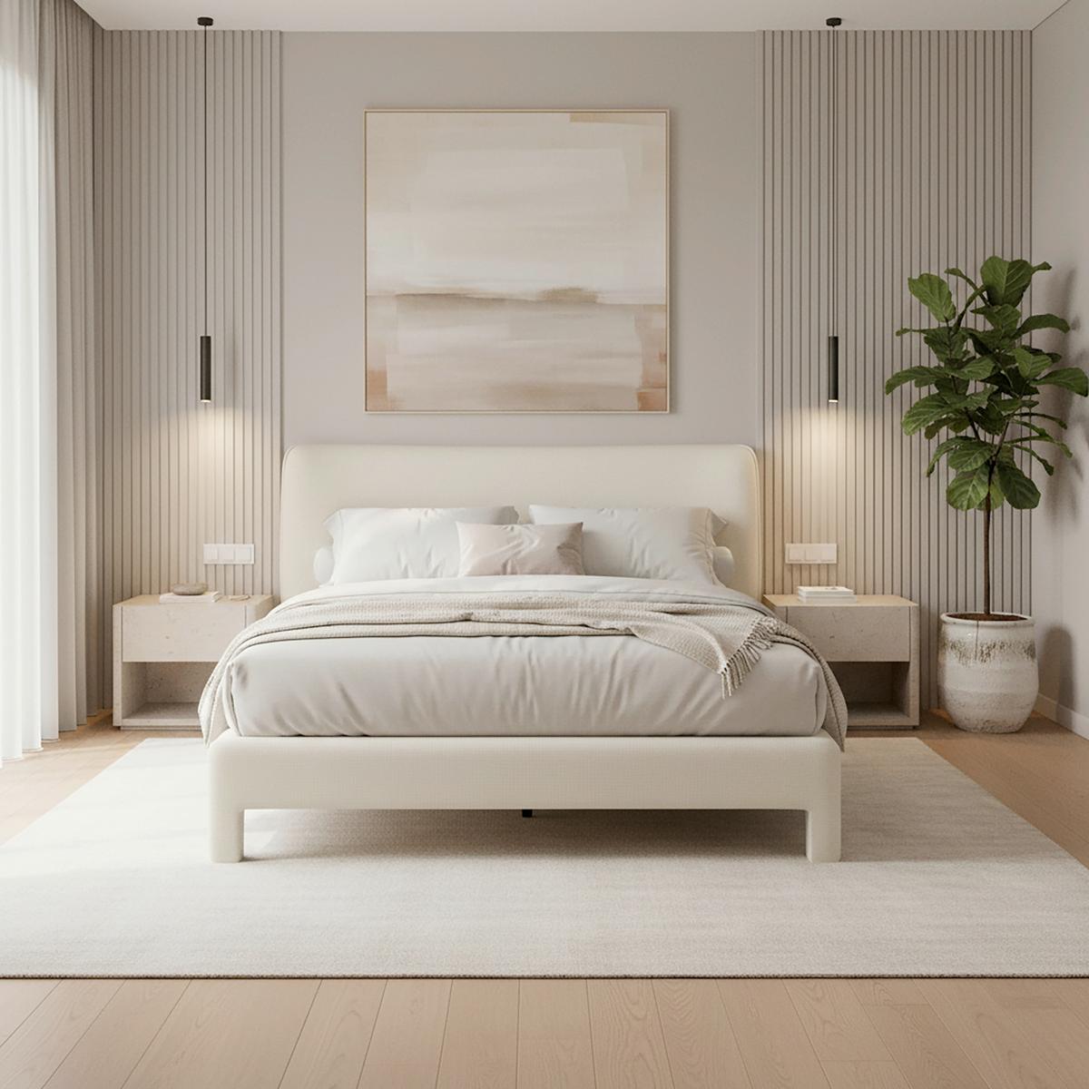 Čalouněná postel VALION 160x200 cm, slonovinová - barvy dubu/slonovinová, Moderní, kov/dřevo (160/200cm) - Bessagi Home