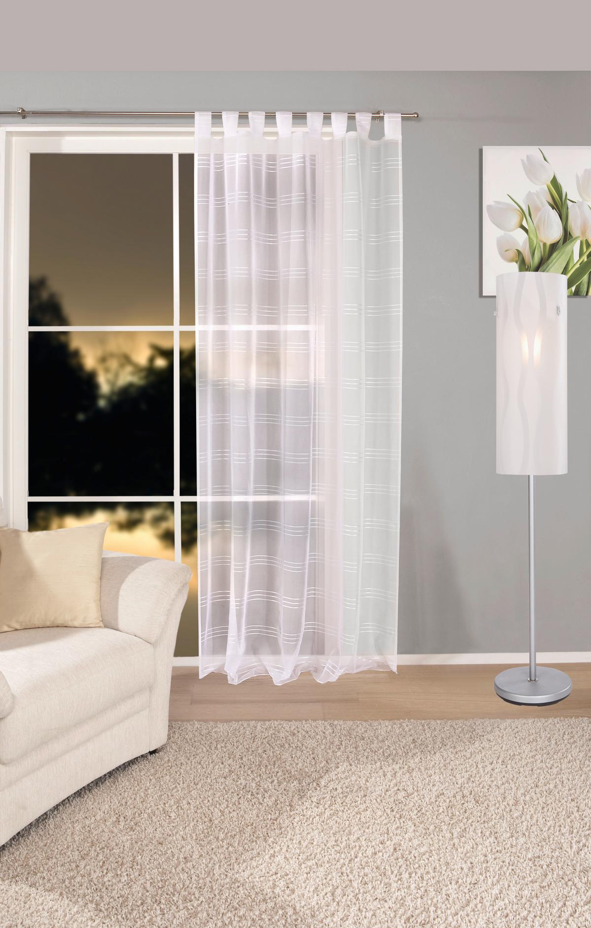 Vorhang Mit Schlaufen Und Band Halina 145x245 Cm Weiß/ Taupe - Weiß, KONVENTIONELL, Textil (145/245cm) - Luca Bessoni