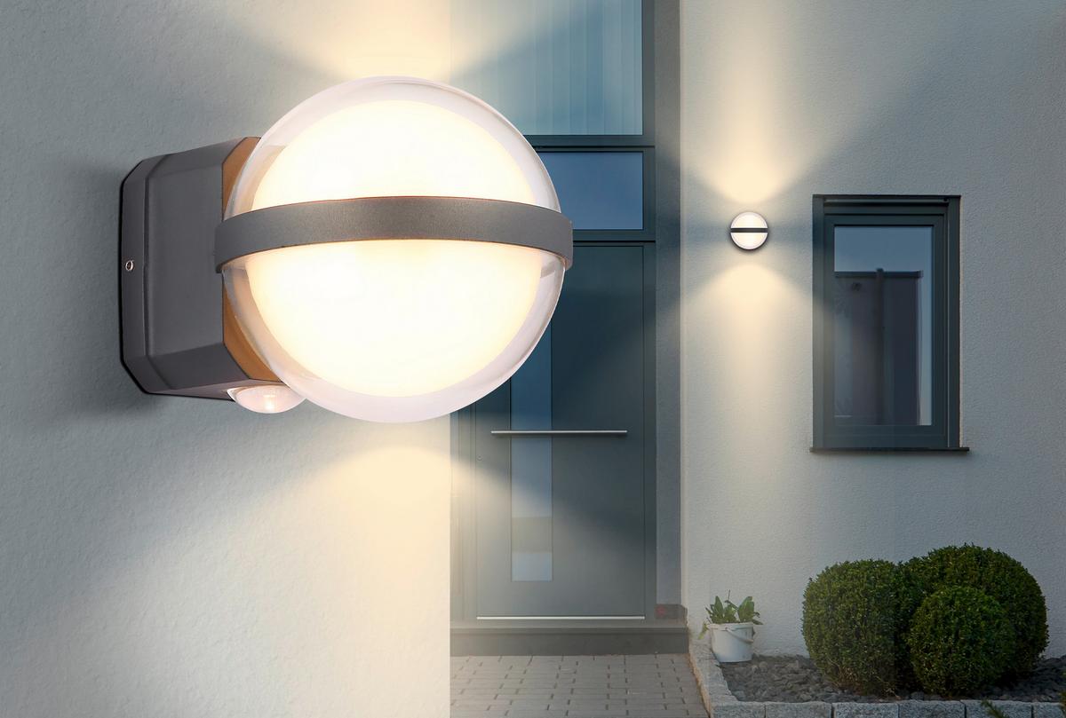 LED-Außenleuchte 34157 - Klar/Anthrazit, Basics, Kunststoff/Metall (10,5/13/11cm) - Globo