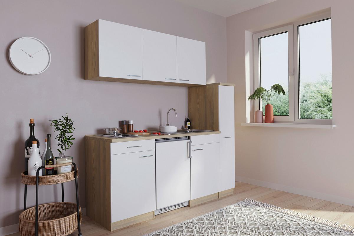 Küchenblock Luis Singleküche 180 cm - Eichefarben/Weiß, Basics, Holzwerkstoff (180cm) - Respekta