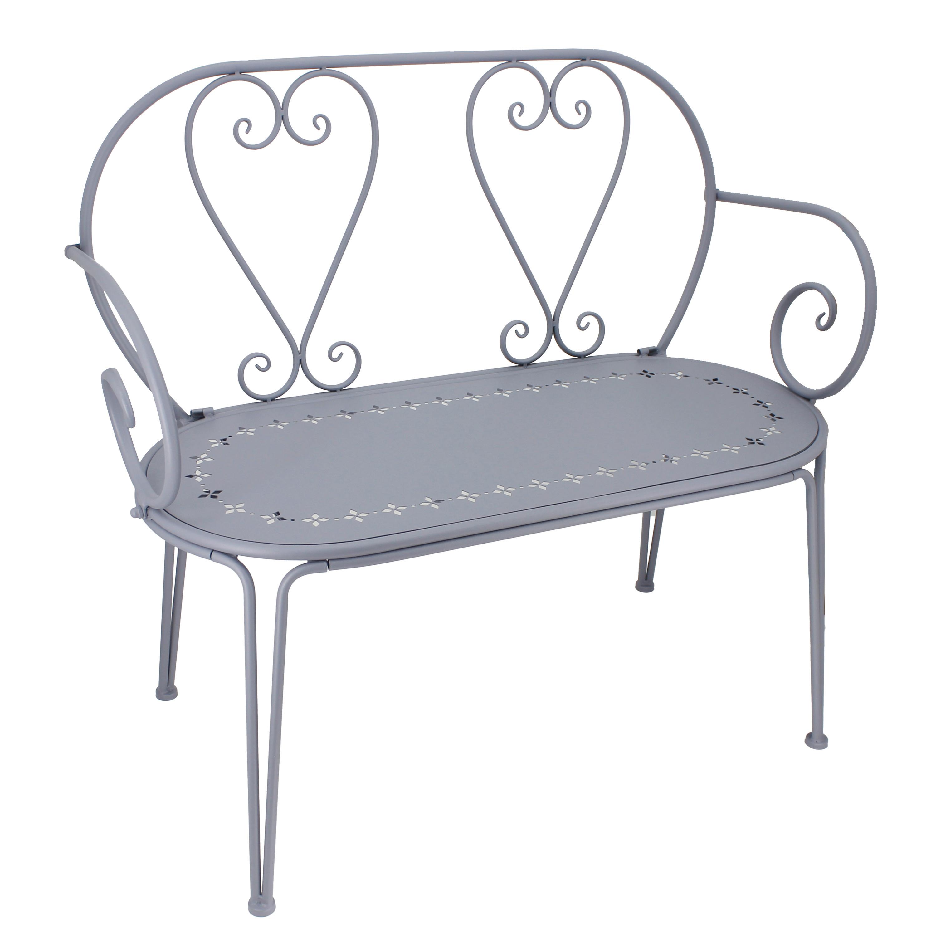 Gartenbank Metall Gartenbank Mf074 - Blaugrau, Design, Metall (102/57/87cm)