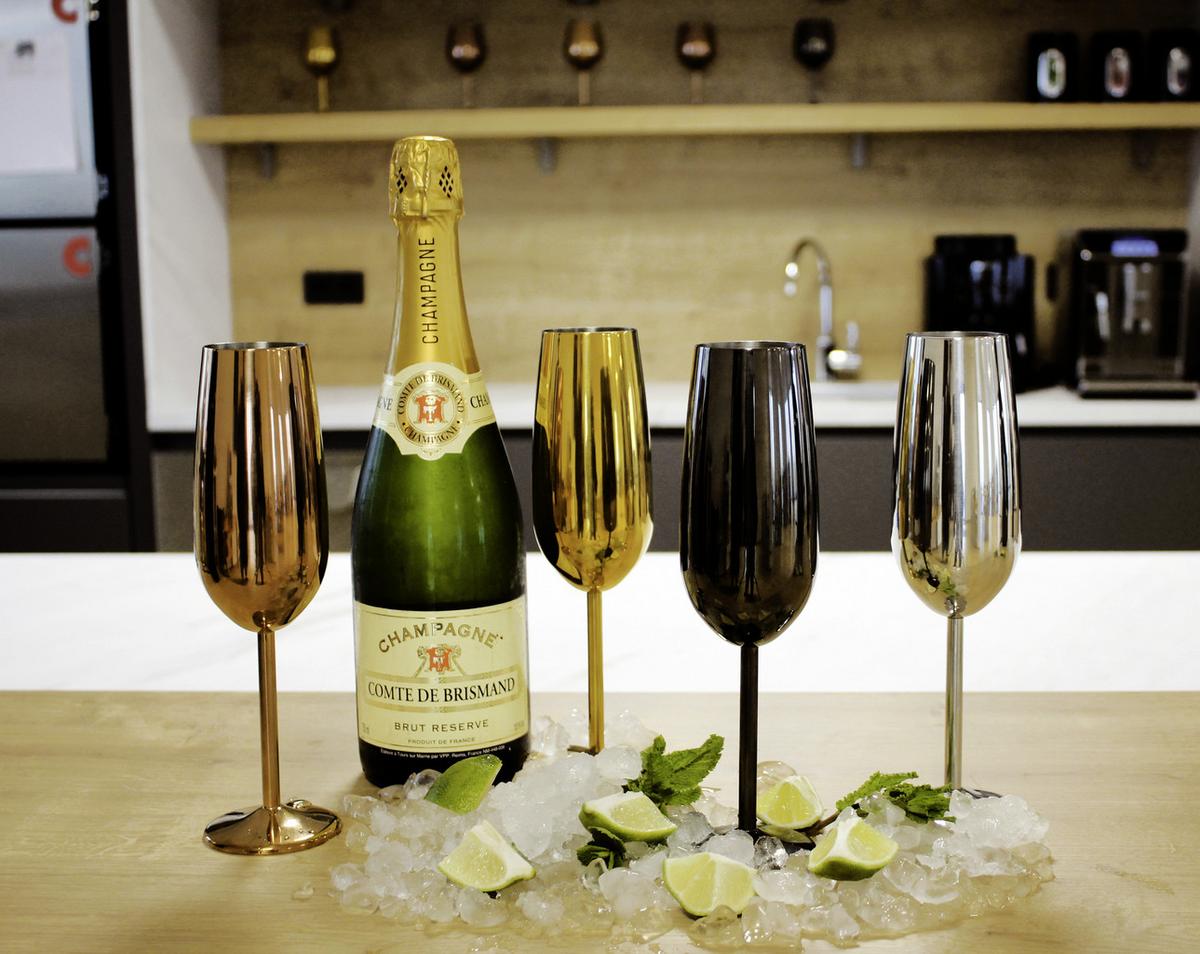 Sada pohárov ECHTWERK SEKTGLÄSER 6TLG. - strieborná, Trend, kov (22,5cm) - Echtwerk