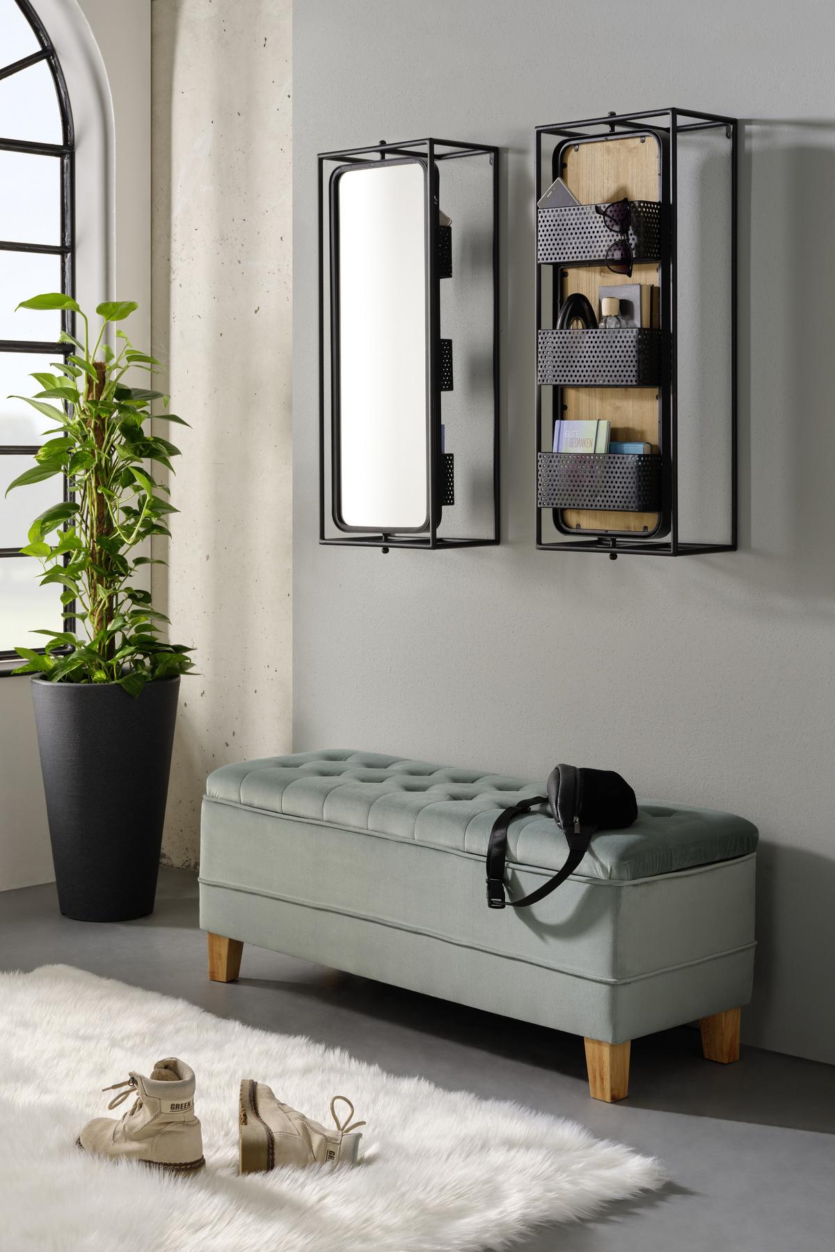 Otoční Regal BASTI - černá/tmavě šedá, Lifestyle, kov/dřevo (32/80/20cm) - Mömax