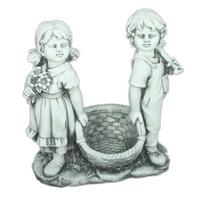 Dekofigur Kind Vanessa und Leon - Weiß, Basics, Glas/Metall (28/56/53cm) - Gardenson