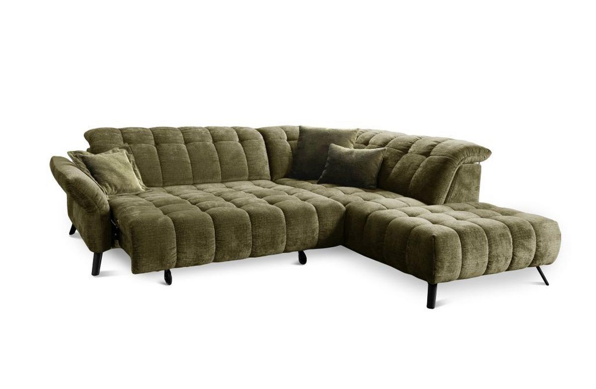 Rohová sedačka NEW YORK, pravá, olivově zelený velur - černá/olivově zelená, Moderní, kov/kompozitní dřevo (288/87-104/261cm) - Premium Living