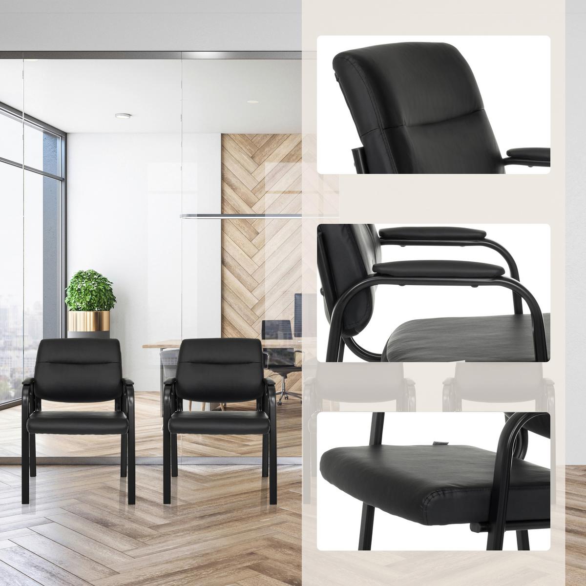 Besucherstuhl Advie V Pu Schwarz B: 60 cm - Schwarz, MODERN, Leder/Metall (60/85/64cm)