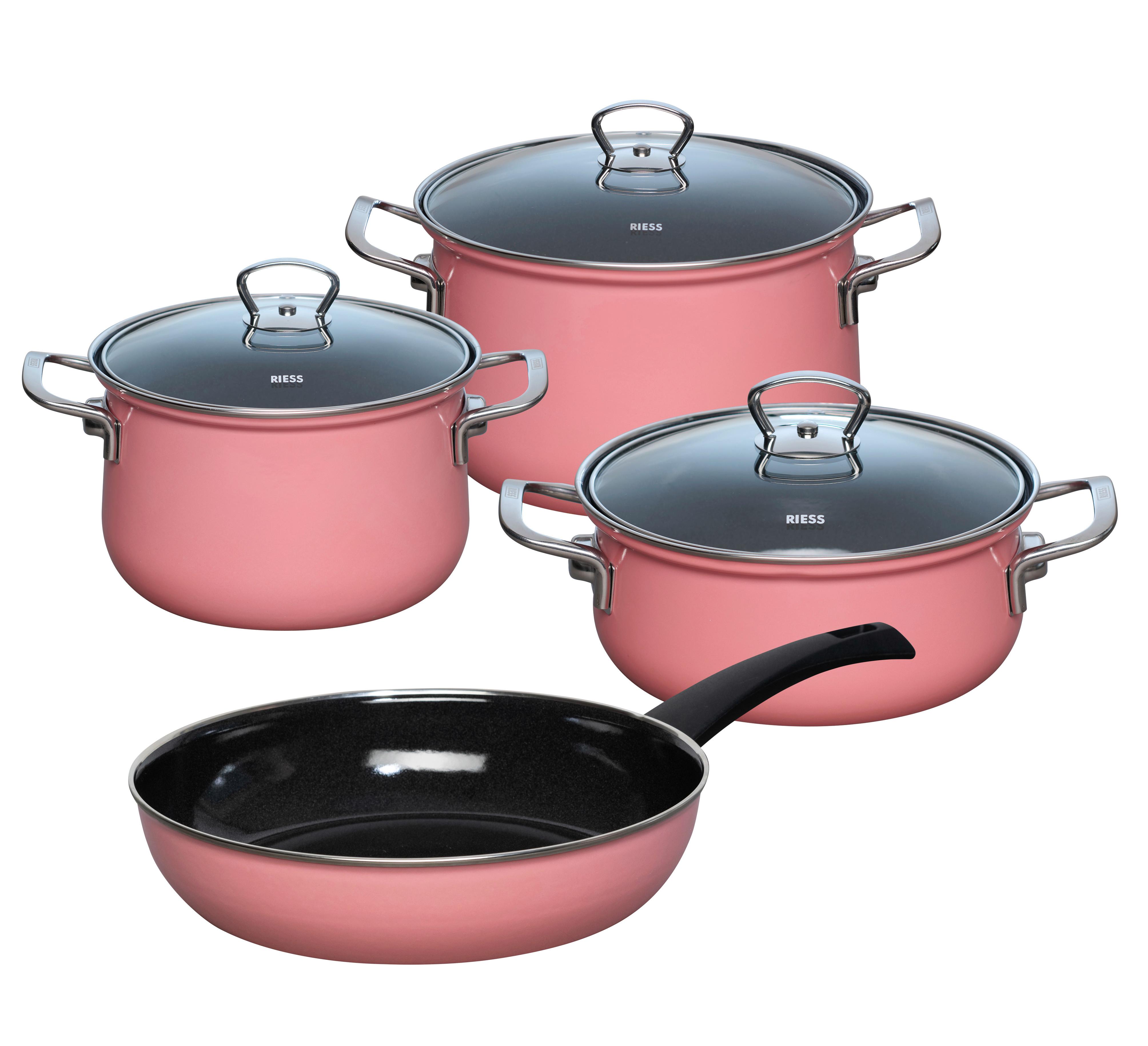 Kochtopfset 4-Teilig Pink - Pink, Basics, Metall (48.50/28.50/24cm) - Riess