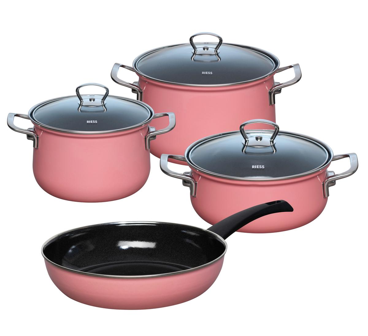 Kochtopfset 4-teilig Pink - Pink, Basics, Metall (48.50/28.50/24cm) - Riess