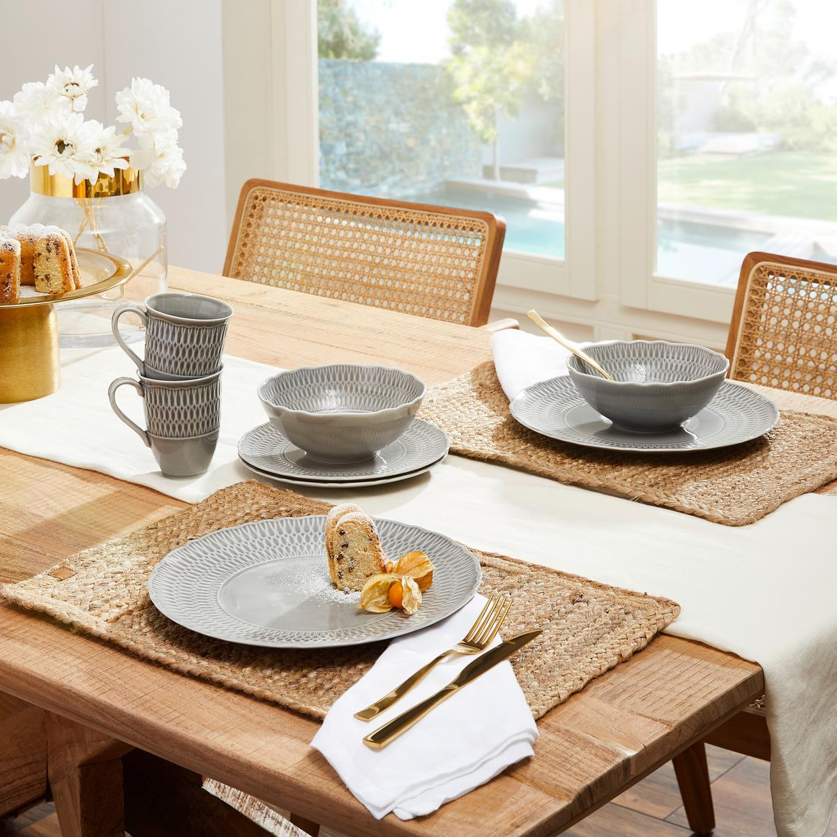 Kombiservice Sofia Keramik 2 Personen Geschirr Set Grau - Grau, Trend, Keramik (39,5/43/37cm) - Creatable