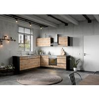 Eckküche Turin ohne Geräte 240x240 cm Graphit/Eiche Dekor - Eiche Wotan, Design, Holzwerkstoff (240/240cm) - Held