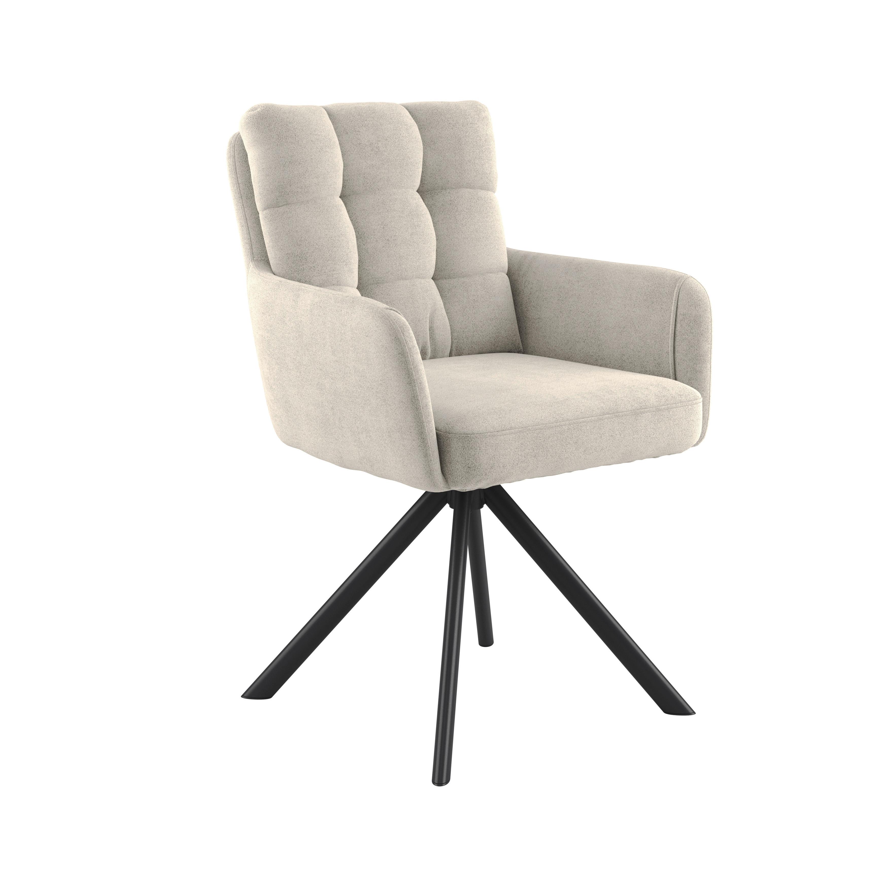 Armlehnstuhl Susan Beige Schwarz/Sitzfläche 360°drehbar - Beige/Schwarz, KONVENTIONELL, Holz/Textil (59/90/66cm)