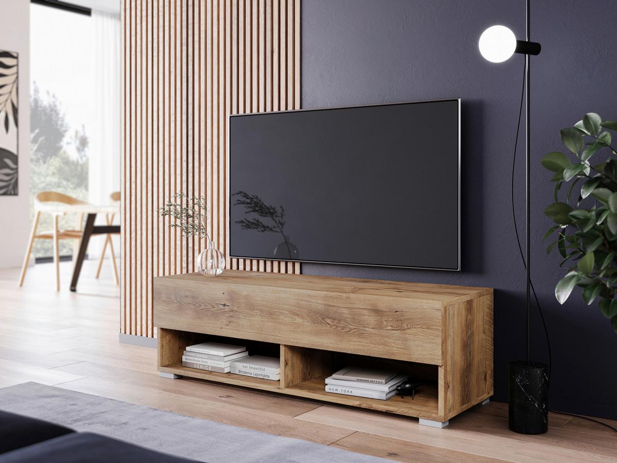 Nízka komoda s LED osvetelním, dekor gaštan - farba gaštana/sivá, Lifestyle, kompozitné drevo/plast (100/30/31cm) - P & B
