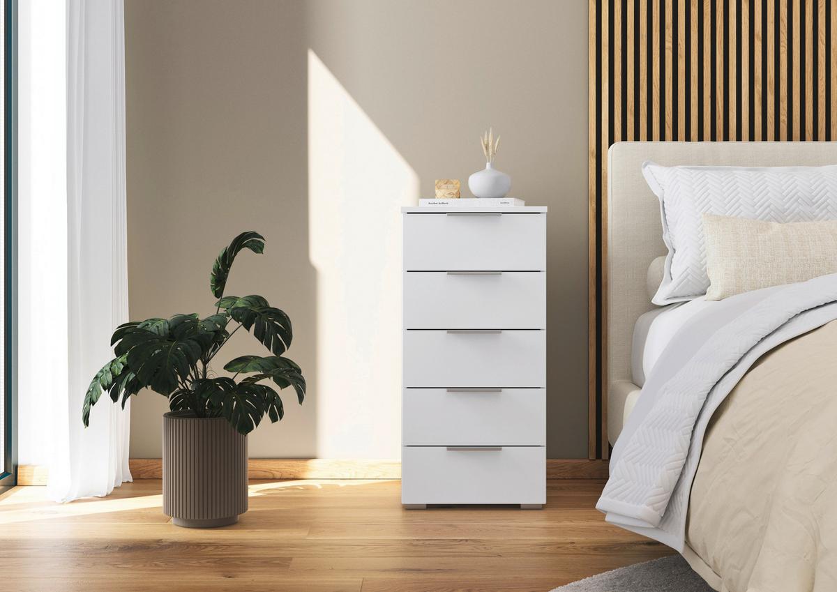 Nachtkästchen Mars 5l Weiß B: 84 Cm - Alufarben/Weiß, Basics, Holzwerkstoff (40/84/40cm)