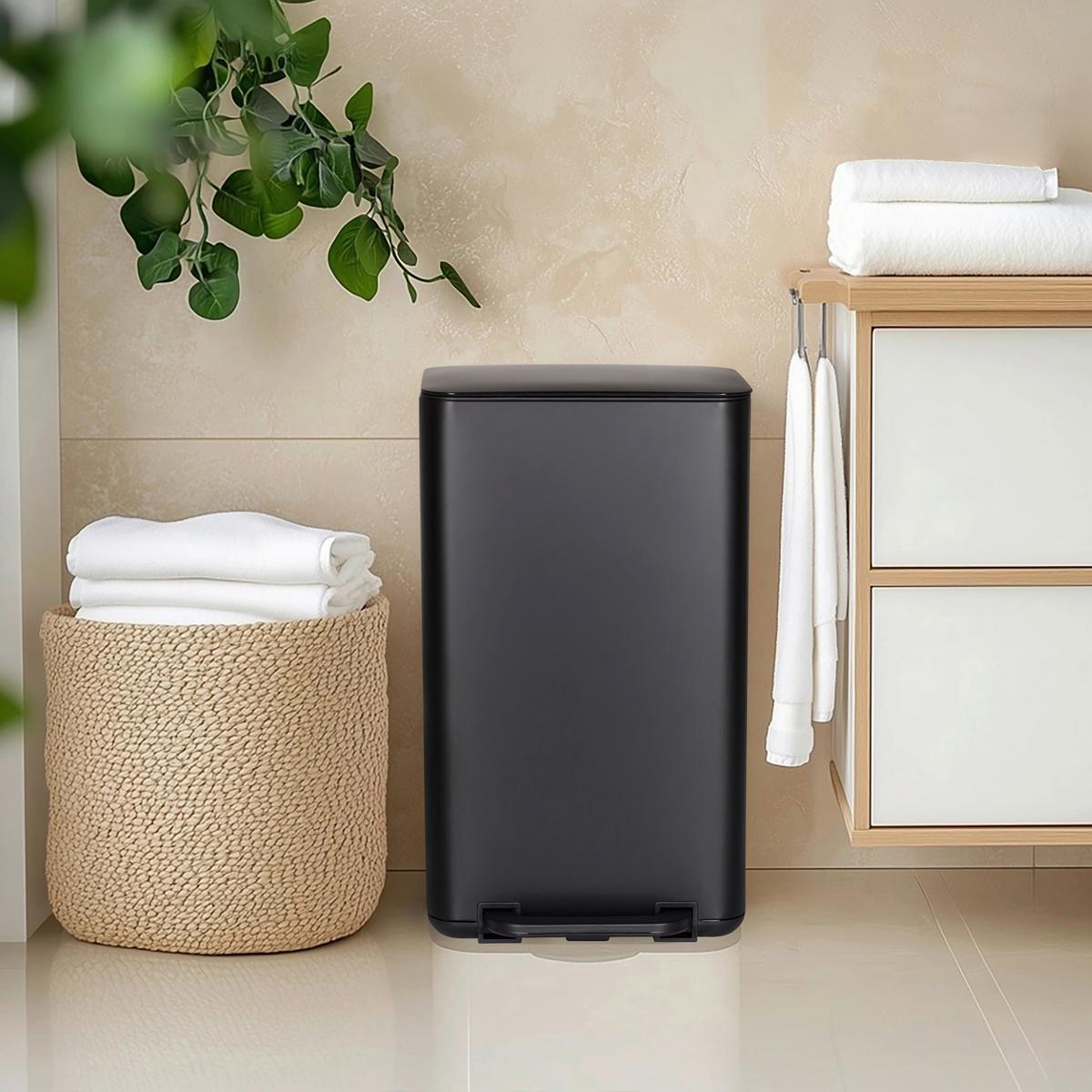 ABFALLEIMER Clean Natura Schwarz B: 31cm - Schwarz, MODERN, Kunststoff/Metall (31/62/36cm) - MID.YOU