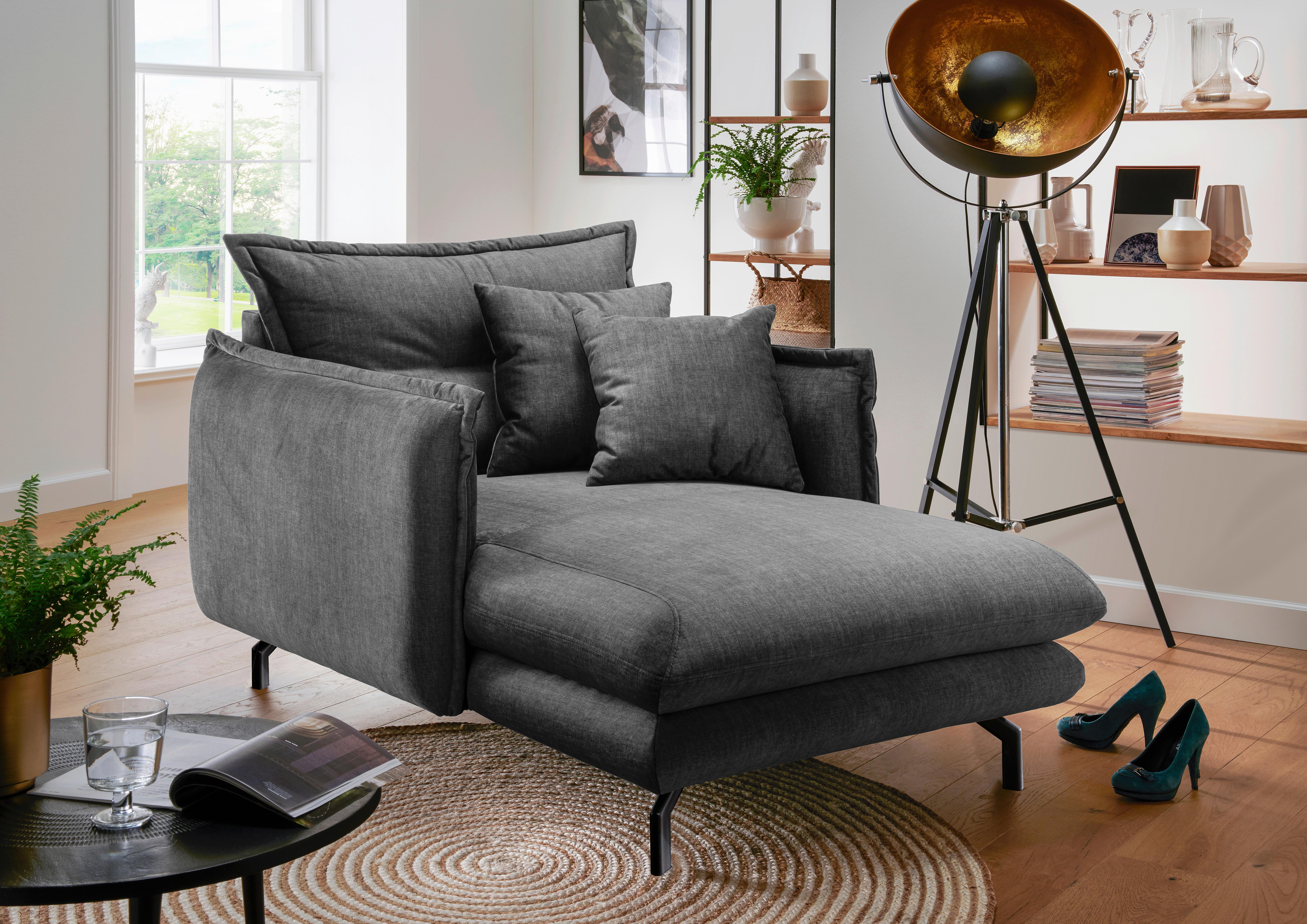 Xxxl-Sessel Lava Grau B: 111 cm - Schwarz/Grau, MODERN, Textil (111/101/167cm) - Livetastic