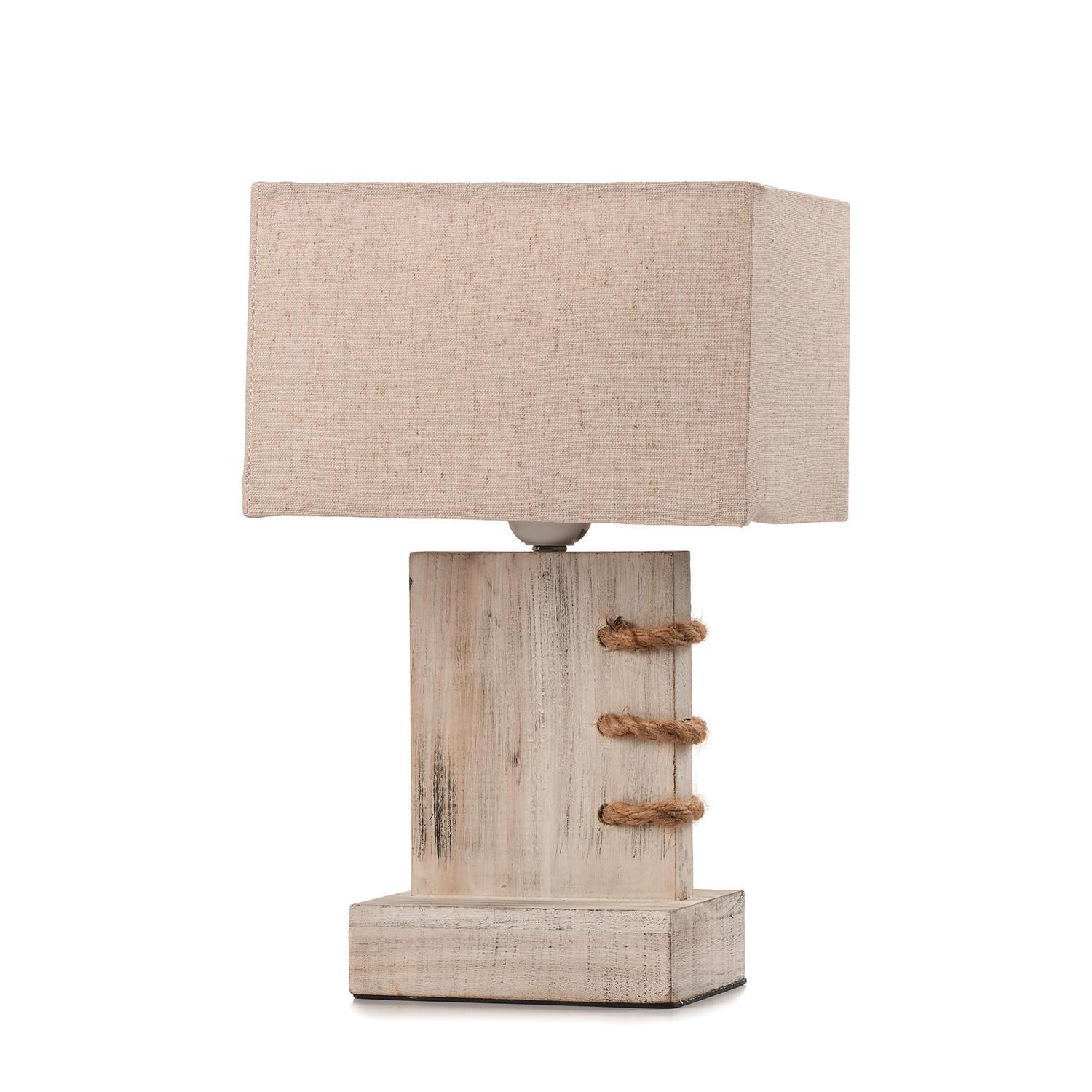 Nachttischleuchte 5037/l - Beige, Natur, Holz/Textil (22/15/33cm)