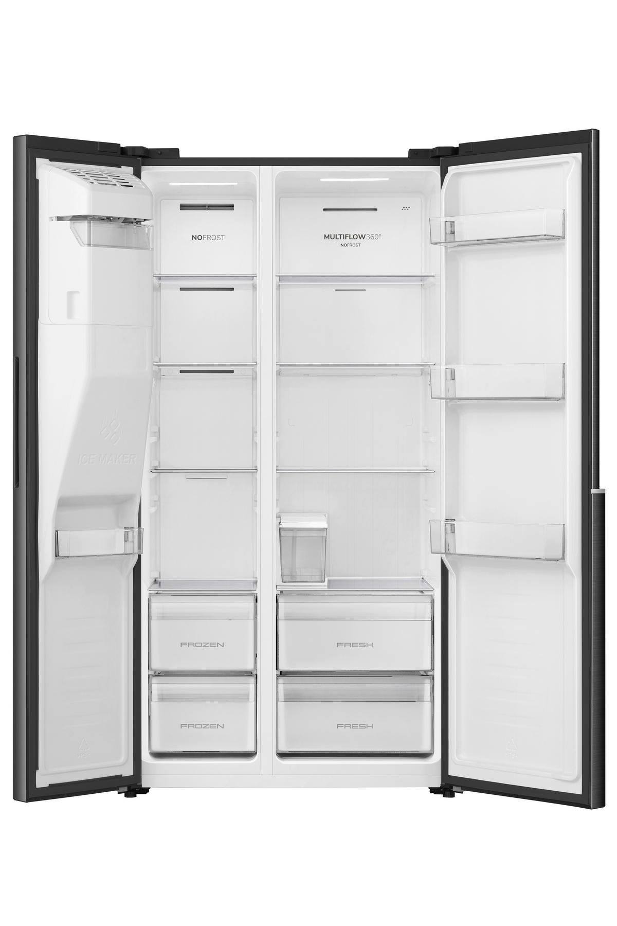 Side-by-Side NRS9E6BX gesamt Volumen ca. 528 L - Schwarz, Basics, Metall (91,1/178,6/61,5cm)