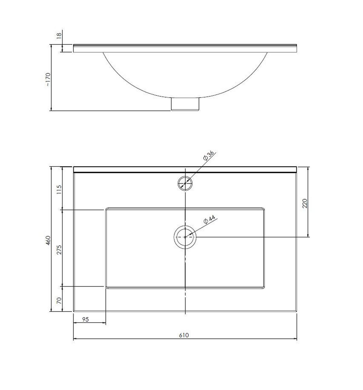 Waschbecken mit Unterschrank Nena B: 59 cm Eiche Dekor - Eichefarben/Weiß, MODERN, Keramik/Holzwerkstoff (60cm) - MID.YOU