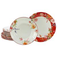 Tafelservice Crimson 12-Tlg. Keramik, Multicolor - Multicolor, Basics, Keramik