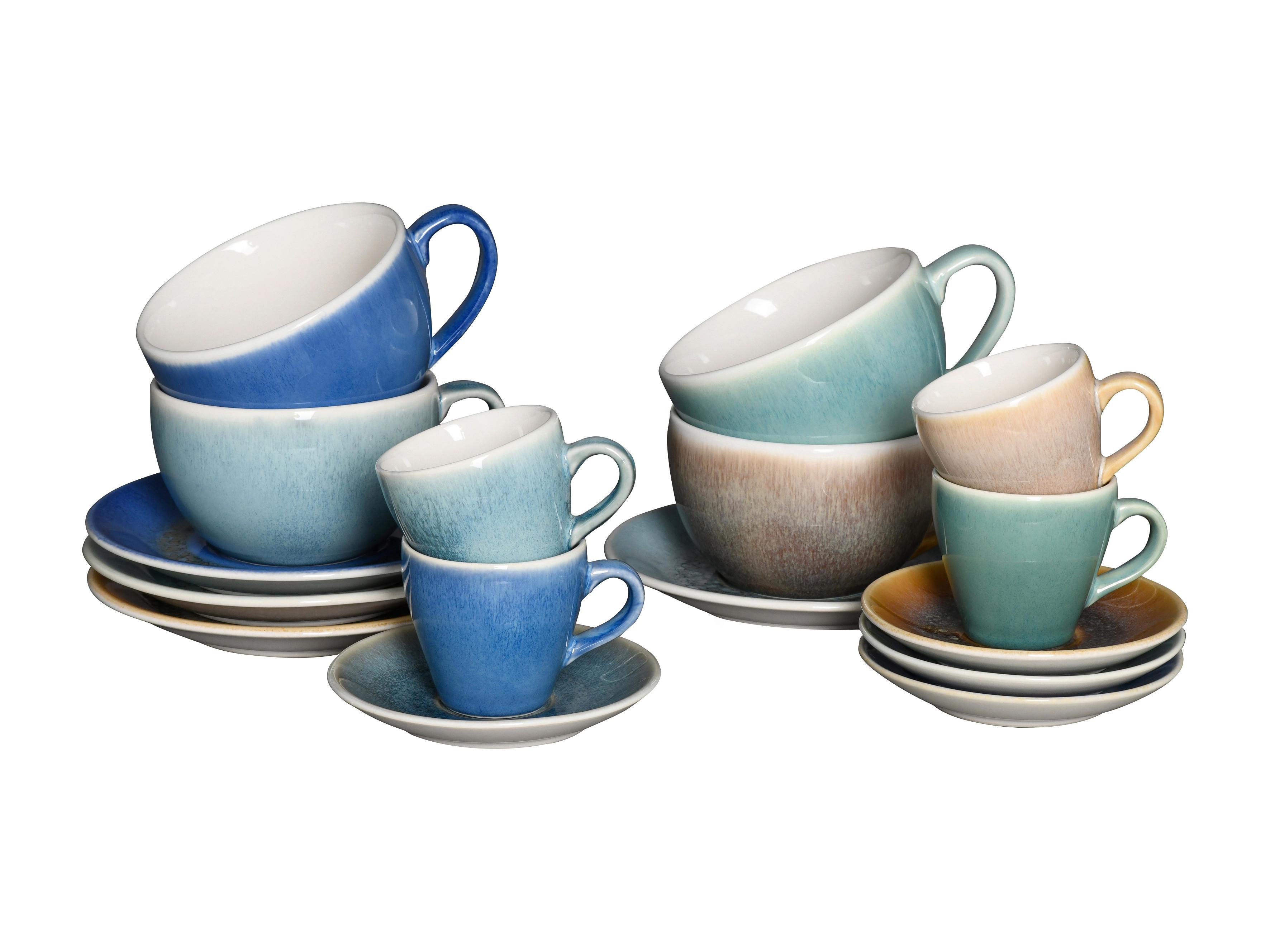 Cappuccinotasse mit Untertass Caldera Mix Multicolor - Multicolor, Basics, Keramik - Creatable