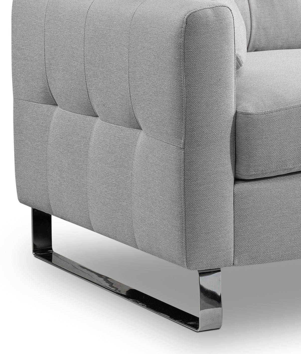 2,5-sitzer Hera Hellgrau B: 203cm - Chromfarben/Hellgrau, Basics, Holz/Textil (203/92/94cm) - MID.YOU