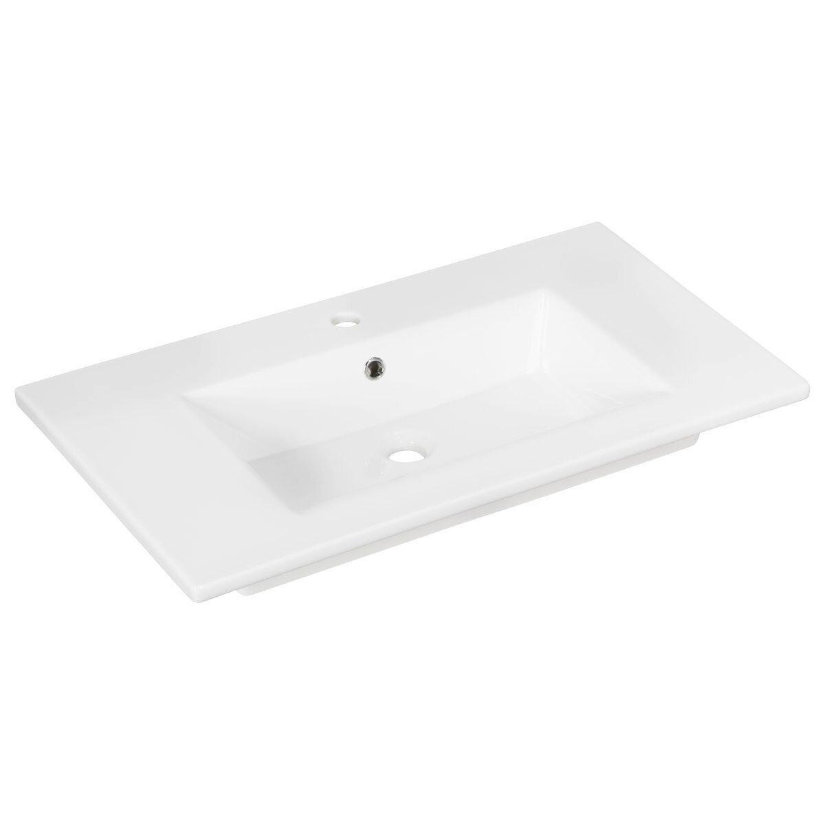 Badezimmer B.Perfekt Weiß 3-Teilig - Weiß, Basics, Keramik/Holzwerkstoff (82cm) - MID.YOU