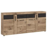 Sideboard Grano Eichefarben B: 185,3 cm - Dunkelgrau/Eichefarben, Trend, Holzwerkstoff (185,3/86/40,9cm)